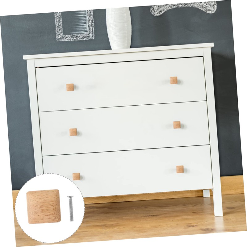 Operitacx 10pcs Square Wooden Pull Handles Simple Design Cabinet Knobs