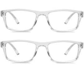 Kitchasy 2 Pack Reading Glasses,Quality Blue Light Blocking Reading Glasses,Filter UV Ray/Glare Computer Readers, Stylish Lightweight Spring Hinges Eyeglasses for Women Men(Transparent,2.75)
