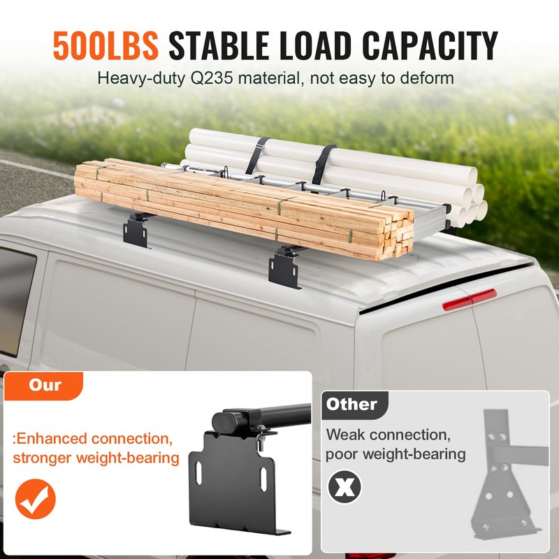VEVOR Van Roof Ladder Racks - 60" Heavy-Duty Steel Racks,