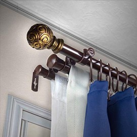 A&F Rod Décor - Truffle 13/16" Triple Curtain Rod 66-120 inch - Cocoa