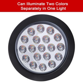 Partswcgg 4Pcs 4" Round Red Stop Turn Tail Lights to White Back-up Lights 19 LED, 4 Inch Round Red/White Dual Trailer Truck Tail Lights with Rubber Grommet and 3 Prong Wire Pigtails IP67 Waterproof