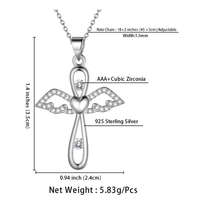 Angel Collar Colgante Plata De Ley 925 Mujer Mamá