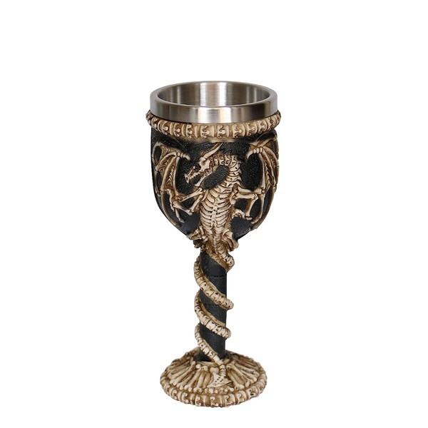 OTARTU OTARTU Stainless Steel Medieval Dragon Chalice Goblet, Gothic Dragon