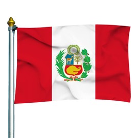 DELAYNOMORE77 Peru National Flag Polyester Fiber 3x5 Feet Bright Colors And Anti-ultraviolet Fade Indoor Outdoor Banner