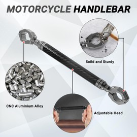 AICARS Motorcycle Handlebars Aluminum Alloy Motorcycle Cross Bar 22mm Adjustable Strength Levers Balance Handlebar Crossbar- Gray