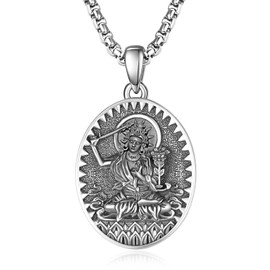 ADMETUS Manjushri Necklace Sterling Silver Bodhisattva Buddha Necklaces for Men Talisman Amulet Protection Pendant Chinese Constellation Zodiac Necklace Jewellery