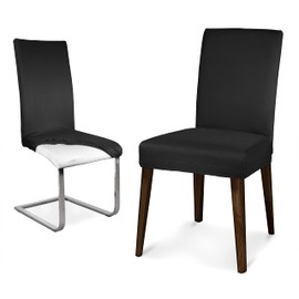 BEAUTEX Microfibre Chair Cover Sets, Microfibre Chair Cover, Elastic Stretch Cover, Choice of Size and Colour (Set of 6, Black)