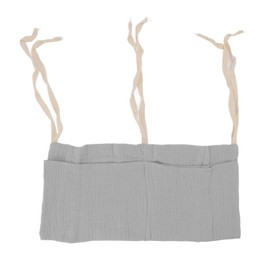 Baby Bed Storage Hanging Bag, 2 Pockets, Adjustable Strap, Pure Cotton Cloth, Washable Infant Bedside Pocket Bag (Gray)