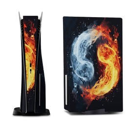 Buyidec Fire Ice Yin Yang for Model 5 Skin Accessories Cover Skins Anime Vinyl Cover Sticker Full Set for Model5 Disc Edition