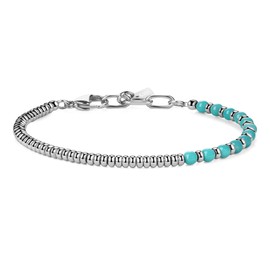 GAVU Stainless Steel Synthetic Turquoise Stone Bracelet for Men, Men's Beaded Bracelet