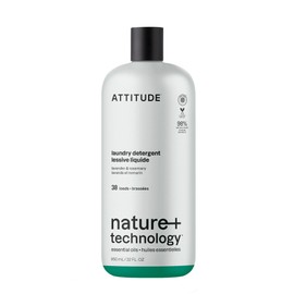 ATTITUDE Laundry Detergent Liquid, Natural Origin Ingredients, EWG Verified, High Efficiency (HE), Infused with Essential Oils, For White and Colored Clothing, Lavender & Rosemary, 38 Loads, 32 Fl Oz