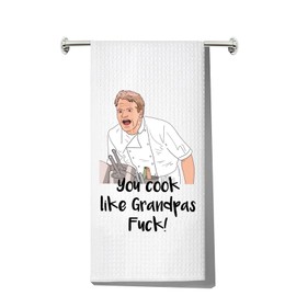 LEVLO Chef Ramsay Kitchen Towel, Chef Ramsay Fans, Gifts, You Cook Like Grandpas Ramsay Tea Towel, Chef Gordon Merch (You Cook Like Towel)