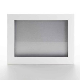 8x8 Shadow Box White Solid Pine Wood Picture Frame with Silver Acid-Free Backing UV Acrylic & Hanging Hardware with 0.75" Usable Depth and 0.75" Frame Moulding Width