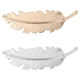 LALAFINA Pinzas Para El Pelo Con Forma De Hoja 2 Piezas Doradas Y Plateadas Accesorios Para Cabello Mujer Y Niña 3.93X1.18X0.39In Uso Diario Y Eventos