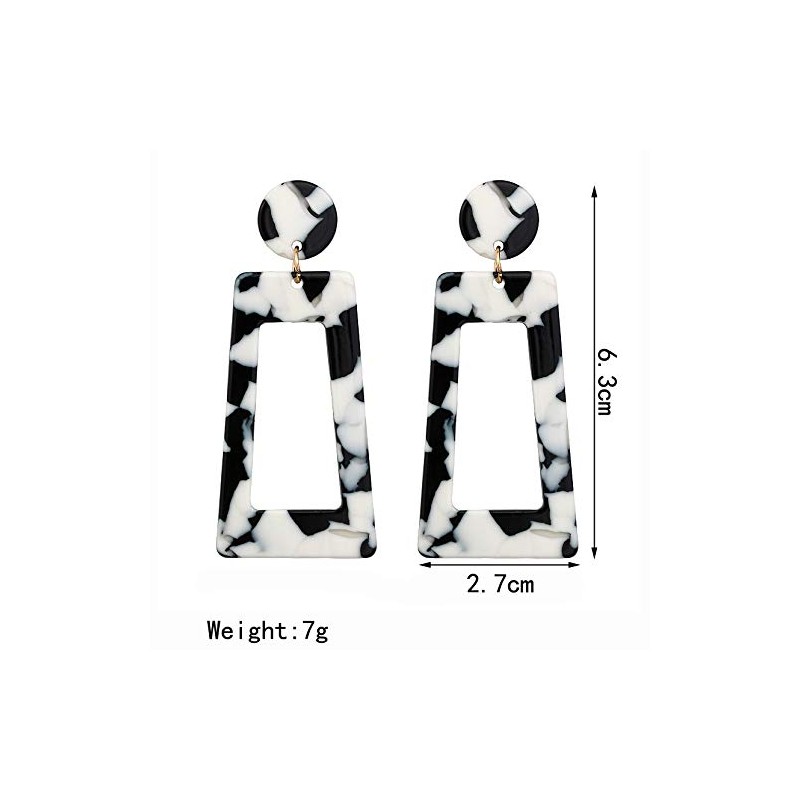 Multicolor Resin Acrylic Rectangle Geometric Drop Dangle Earrings Leopard Mottled