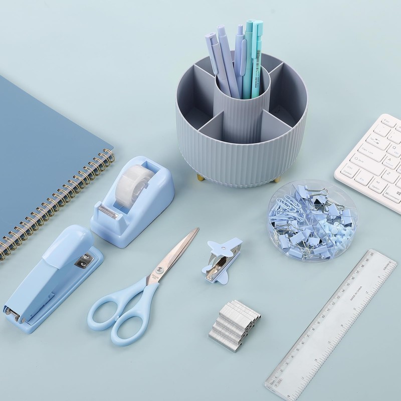 SKYDUE Desk Organizers and Accessories 10Pcs, 360-Degree Rotating Pen Holder,