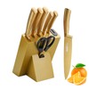 8-Piece Luxury Gold Kitchen Knife Set with Wooden Block Non-Rust