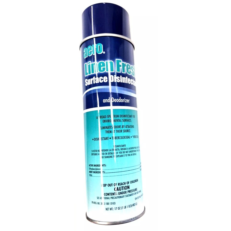 Aero Surface Disinfectant and Deodorizer, Linen Fresh Scent, 17-oz., aero
