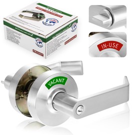 MUTEX Large Grade 2 Commercial Privacy Indicator Lock - Drop-in Replacement, Heavy Duty Door Levers for Restroom and Bathroom, Keyless Lock, Fits Standard Door Sizes, ANSI Grade 2 - Silver