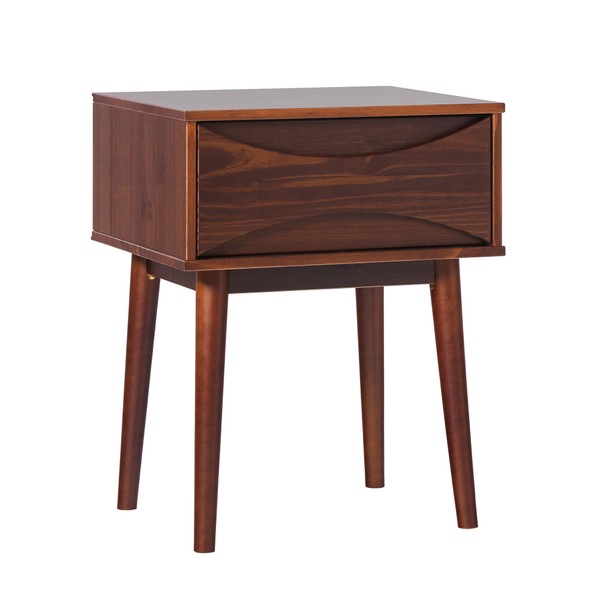 Walker Edison Modern Solid Wood Retro 1-Drawer Nightstand, 25 Inch,