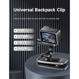 BTG Sports Camera Backpack Clip for DJI Pocket 3/Action 5 pro 4 3/Insta360 X4 X5 Go 3 3S Ace Pro 2 Backpack Mount Sports Camera Backpack Accessories