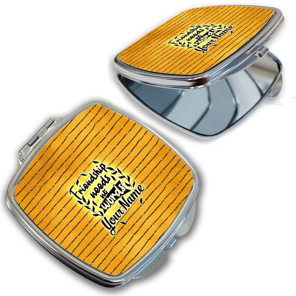Bleu Reign Compact Personalized Pocket Mirror Custom Name Yellow Friendship