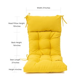 QILLOWAY Indoor/Outdoor High Back Chair Cushion,Tufted, Replacement Cushions - Pack of 4.(Yellow)