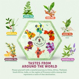 ACORUS | Travel Tea Set - Round-the-world | Tea Gift Set of 6 Flavoured Teas | Trip of Your Dreams with a Selection of Teas You've Never Tasted Before| Tea Selection Box - 60 Tea Bags