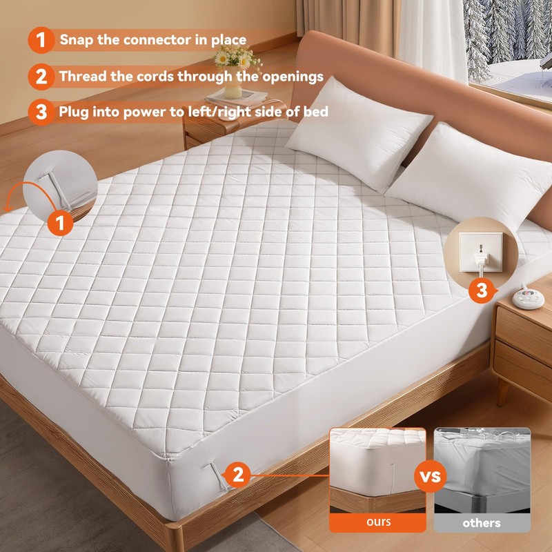 ESTINGO Heated Mattress Pad Full 54"x75", 1-10H Auto Off Heated