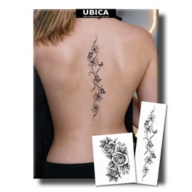 UBICA Floral Semi Permanent Tattoo Realistic Rose Temporary Tattoo 2 Sheets