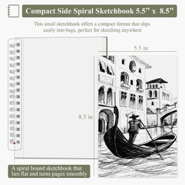SuFly Small Sketch Book 5.5"x8.5", 2-Pack Mini Sketchbook, Spiral Bound Sketchbook Hardcover with 200 Sheets of 68lb/100gsm Mini Drawing Pad Paper, Small Sketch Pads for Drawing for Adults & Kids.