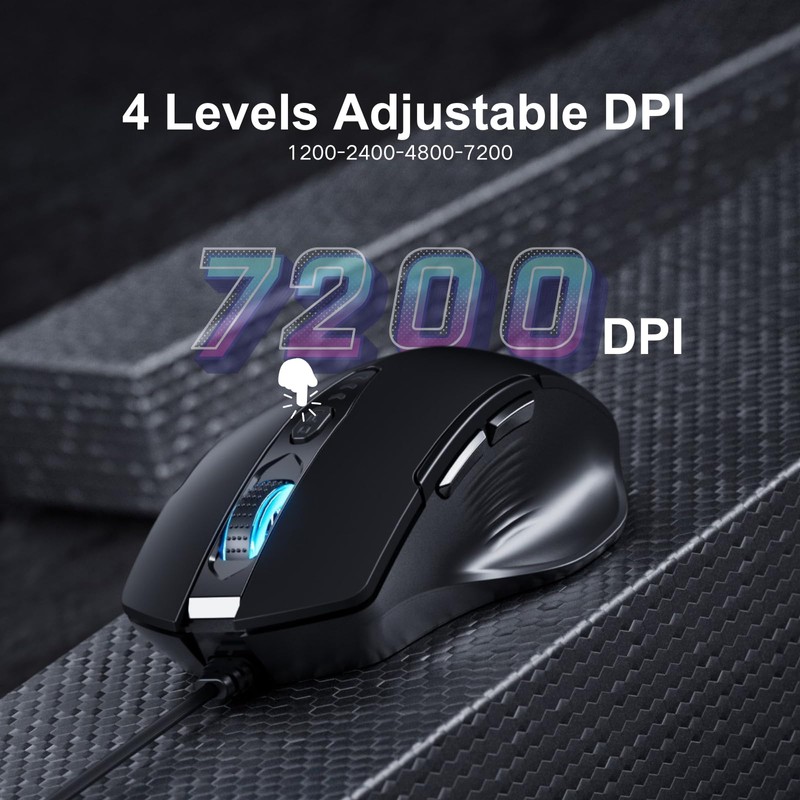 Uineer Wired Mouse, USB Mouse Wired with 6 Buttons Ergonomic