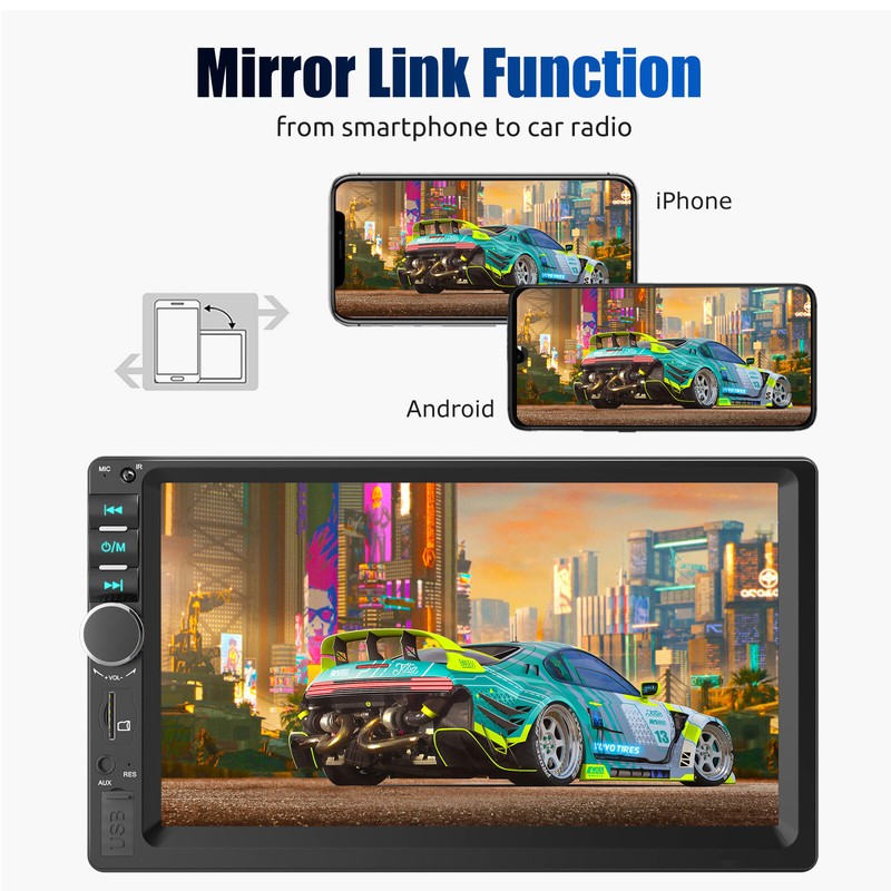 ESSGOO Double Din 7" Car Stereo W/ Backup Cam Android/Apple