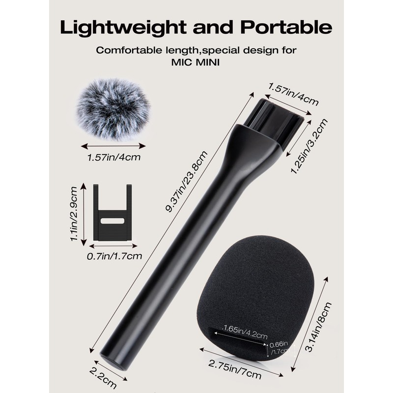 SUNMON Microphone Handheld Adapter with 2 Furry Mik Wind Protection