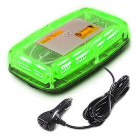 PKINGLAKE 72LED Roof Top Emergency Strobe Beacon Lights, 12-24V High Visibility Safety Warning Mini LED Strobe Light bar with Magnetic Base for Snow Plow,Firefighter Police,Truck,Vehicle (Green)