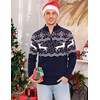 Wayleb Christmas Jumper Men's Half Zip Christmas Jumper with Reindeer