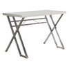 KB Designs - Modern Home Office Workstation Computer Desk, White/Chrome