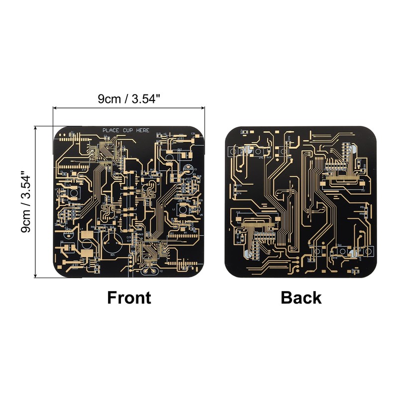 PATIKIL 1pcs Square Black FR-4 Drink Coaster, PCB Coasters Circuit