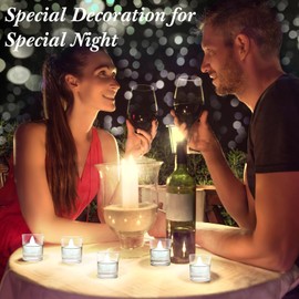 Honoson 24 Pack Flameless LED Floating Candles 1.6'' Waterproof LED Floating Tealights Battery Water Activated Tealights for Valentines Day Weddings Pool Centerpiece Party Decor(White)