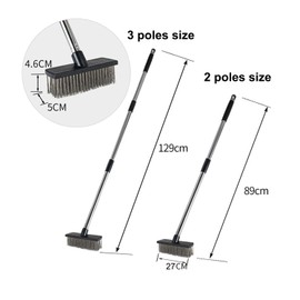 Heavy-Duty Push Broom Brush - Perfect for Bathroom, Kitchen, Patio, Garage, Deck, Concrete, Wood, Stone, and Tile Floors (10.6" Stainless Steel Bristle-Black)