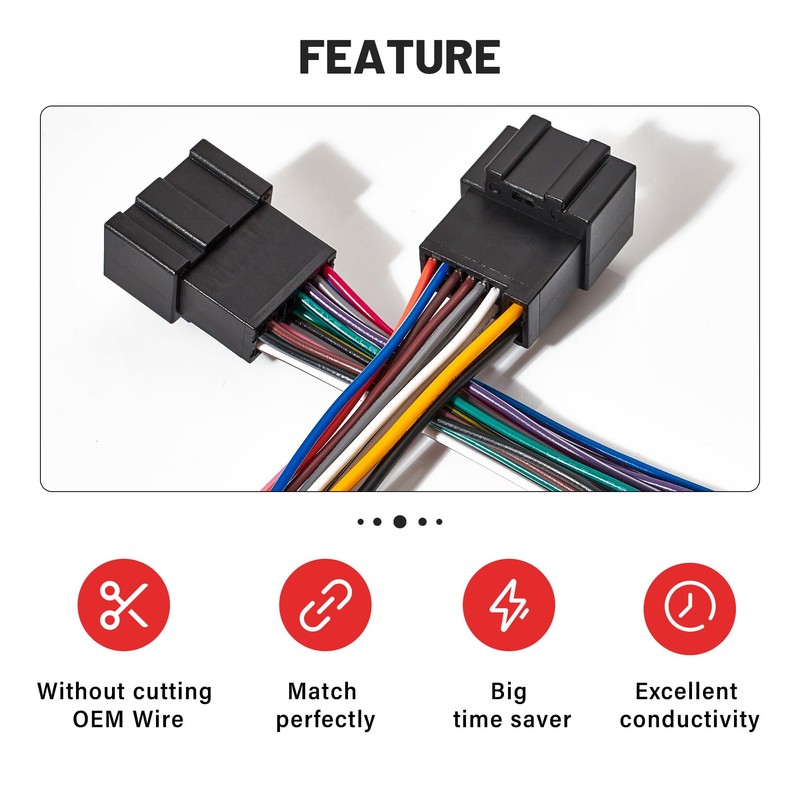 RED WOLF Car Aftermarket Radio Stereo Wiring Harness Adapter Connector