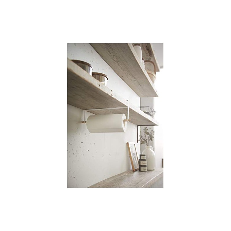 Yamazaki Zaki Paper Towel Roll Holder, Steel, White