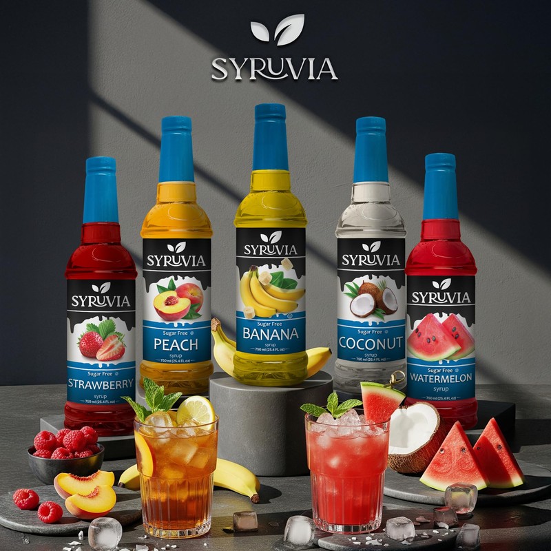 Syruvia Sugar-Free Mango Syrup, Flavored Syrup for Drinks, Cocktails, Lemonades,
