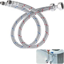 YOYEAH Pack of 2 Reinforced Hose 3/8 Inch - Flex Hose - Stainless Steel Connection Hose 60 cm - Tap Hose Extension G3/8 x M10 - Connection Hose Fitting for Kitchen and Bathroom Fittings