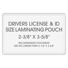 5 MIL Drivers License/ID Card Laminating Pouches (2-3/8" x 3-5/8") 100 Pack