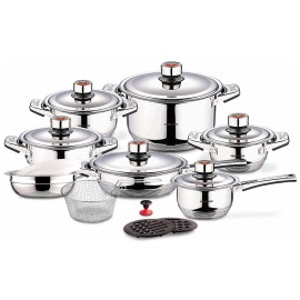 SWISS INOX 18 PCS Cookware Set. Fry Pots, Pans, Saucepan, Casserole