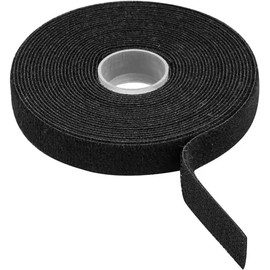 25M 15mm Rollo de Gancho y Bucle de Negro Cinta de Contacto Doble Tipo Fuertes Tiras de Gancho y Bucle Tiras de Nailon No Adhesivas Cable de Sujeción Ajustable Cortable Reutilizable