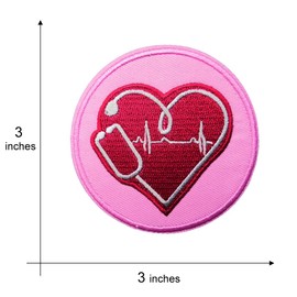 KLORIZ 2-Pack Red Heart and Stethoscope Nurse Patch Doctor Embroidered Iron On Sew On Patches Clothes Accessories Applique