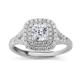 Meissa 0.5 Karat Prinzessschliff Diamant Verlobungsring für Damen 925 Sterling Silber Hochzeitsring Fake Diamantring Versprechensring für Jahrestag und Hochzeit - Silber