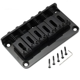 Musiclily Pro 52.5mm Modern Hardtail Fixed Bridge for Strat Tele Style Electric Guitar, Black